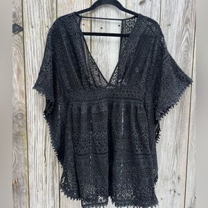XHILARATION Black Lace Cover Up Top Women’s Small